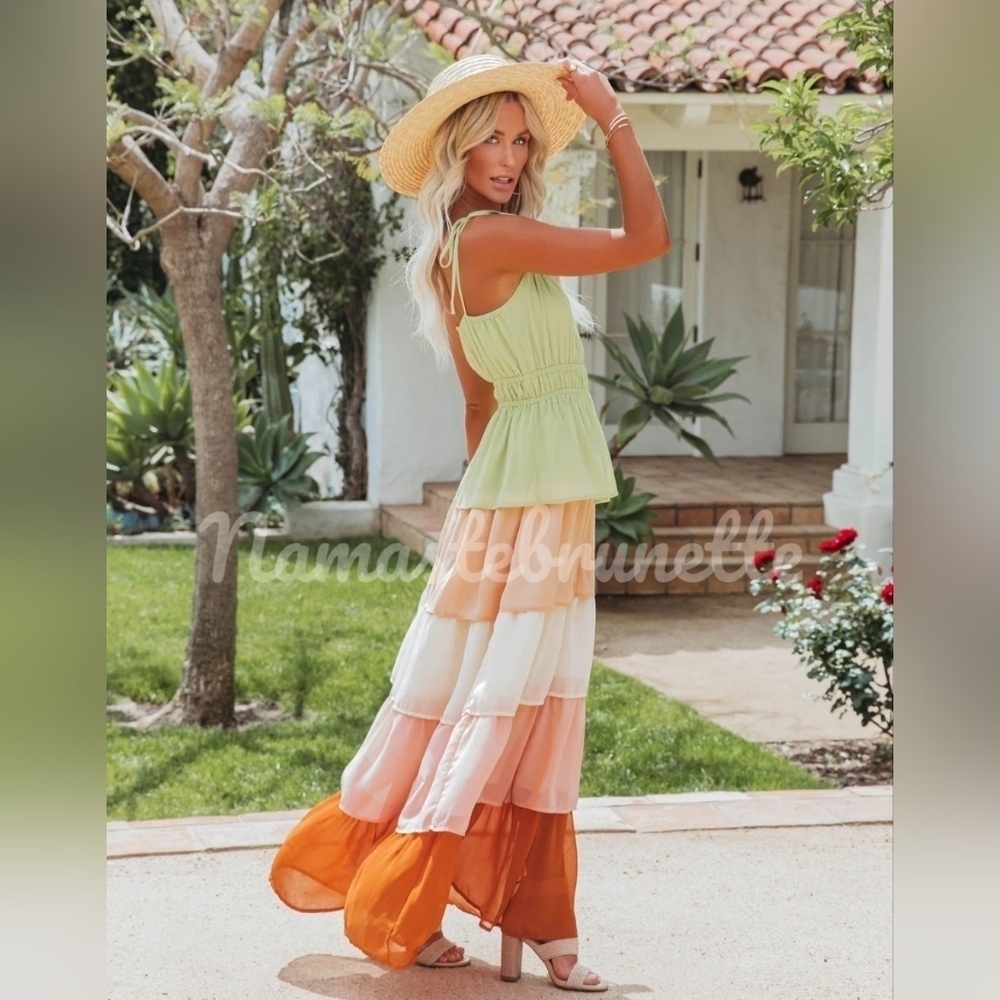 NWT Vici Boho Ruffled Tiered Maxi Dress